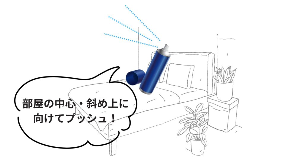 部屋の中心・斜め上に向けてプッシュ
