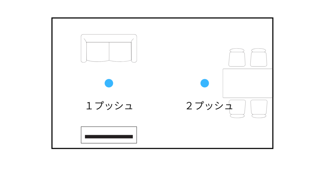 16畳のリビングに２プッシュ